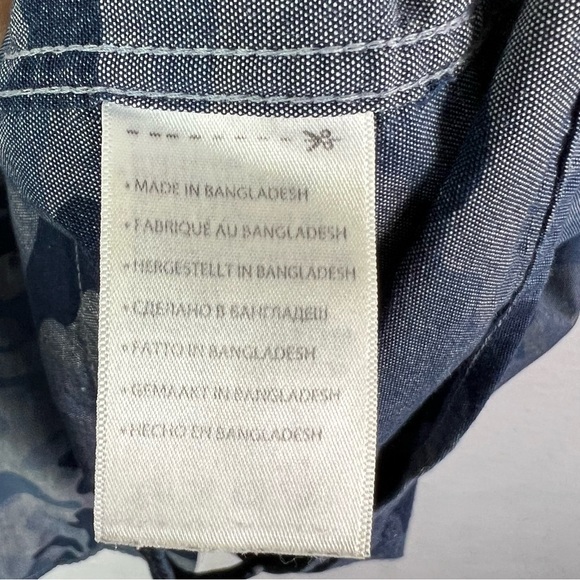 True Nation Blue Camo Sport Button up Short Sleeve Shirt 7XL Plus - Picture 3 of 9